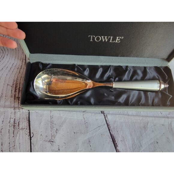 Towle Copenhagen Vintage Silver Plate Serving Spoon Large 10.75" in a Green Box - Picture 2 of 9